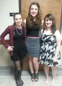 Cast members Ashley Duffy, Anna Schwanebeck and ShariAnn Katterhagen during intermission Friday. © 2014 Katy Macek