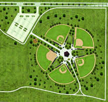 The proposed pentagon-shaped baseball and softball complex at Jeffers Park is slated for completion by Spring 2015. The plan was approved by the city in December. Submitted
