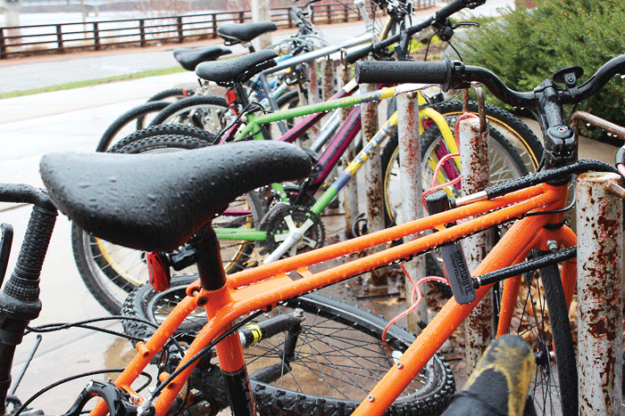 IN THE MEANTIME: The Student Office of Sustainability plans to use about half of next year’s tenative budget on campus bike programs like covered parking and bicycle lockers. © 2014 Nate Beck, The Spectator