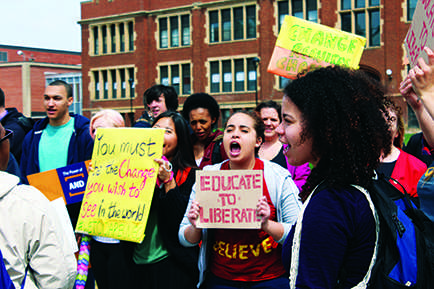 STUDENT ACTIVISM: On Wednesday students protested on campus to express frustration about diversity issues, including microaggression, the current campus climate and the lack of safe spaces. 