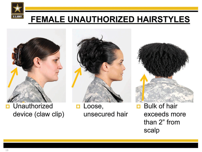 ARMY HAIRDOS: The U.S. Army recently gave its guidelines on approved hairstyles an update. The use of the words “unkempt” and “matted” led some to believe the new restrictions were racist in their phrasing. Submitted