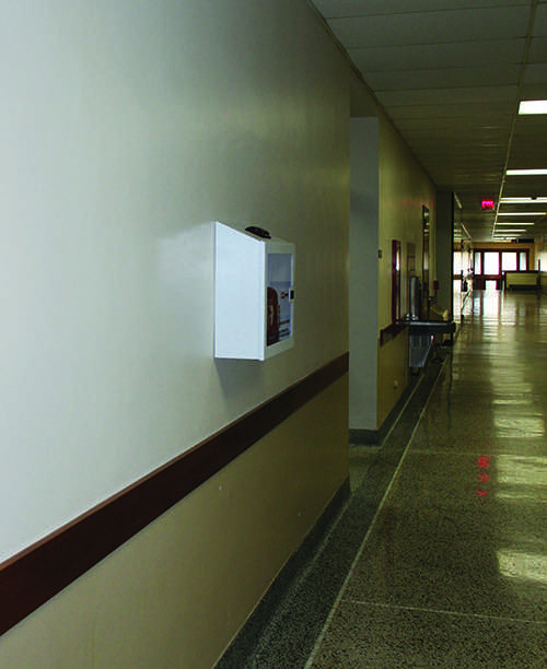 The process of replacing AEDs on campus should be complete by the end of the month. The devices are placed in convenient locations, such as across from the Schofield Auditorium in Schofield Hall.
