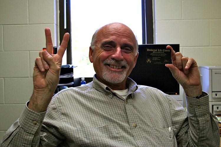 Steven Majstorovic, political science professor, is a legally ordained minister for the Universal Life Church. He conducted the ceremony for his sons wedding.