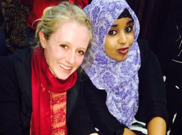 Leah Henderson and other UW-Eau Claire students took part in a Somalian immersion program over winter break. Here Henderson poses poses with Sumaya Mayah after receiving henna tattoos, which are very popular to the Somali culture.