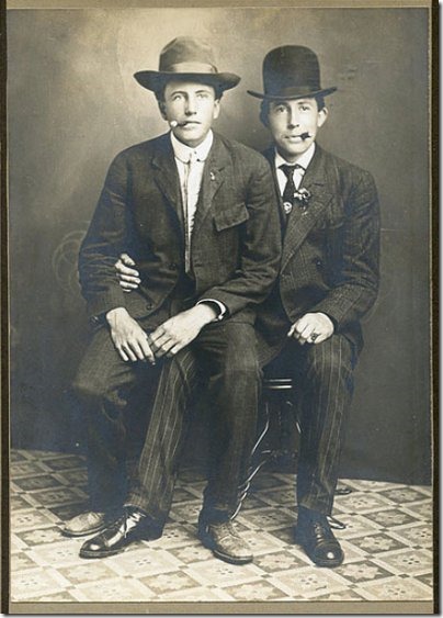 Two friends pose affectionately in a photo featured in John Ibson’s “Picturing Men: A Century of Male Relationship in Everyday American Photography.” Since the mid-1950s, Ibson found that men display less affection with male friends.