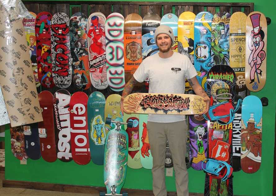 After a year in business Passion Board Shop located at 218 N. Dewey St., has become an ideal location for skaters to meet up in downtown Eau Claire.