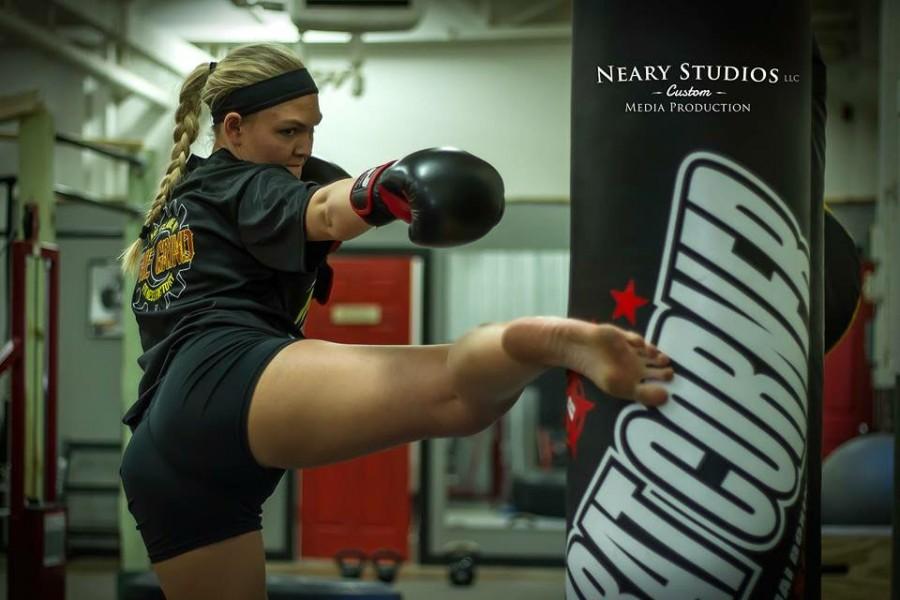 Senior marketing major Jennifer See is in the peak of her training camp for her mixed martial arts fight Oct. 3 at the Eau Claire Indoor Sports Center. She is also a WWE prospect and will be attending Monday Night Raw later in October to learn more about her future with the company. (SUBMITTED)
