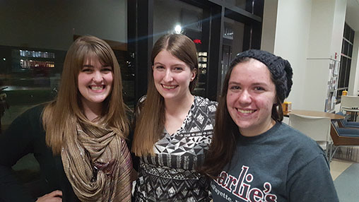 Members of the Events Production Crew(From left to right) Rachel Simonet, Cammy Rathsack and Meghan Stanford. 