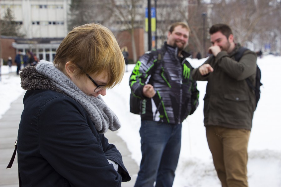 Anderson is rudely harassed on her way to class by a couple of scumbags with no manners. 
