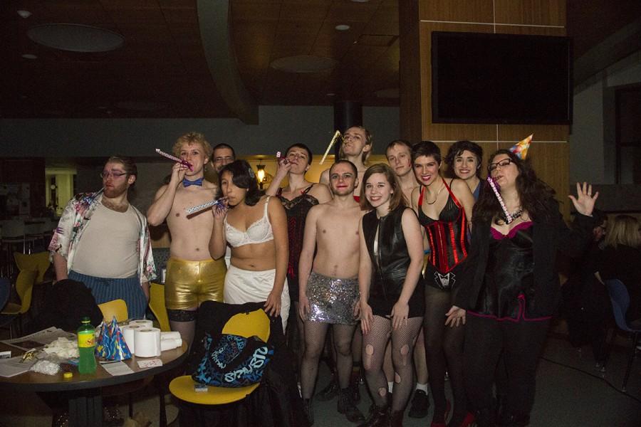 A group of Blugolds dressed in costume enjoyed last year’s “Rocky Horror Picture Show” screening. This year’s event will be at 11:59 p.m. Saturday in the Davies Center.