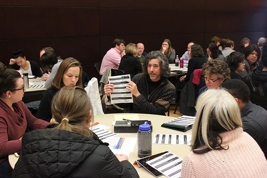 Participants in the EDI Forum formed groups of six to eight at each table to meet and discuss potential solutions for issues of equity, diversity and inclusivity on campus.