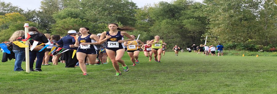  Runners Mel Becker and Callie Fischer were the first two Blugolds to cross the finish line Saturday at the St. Olaf Invitational. 