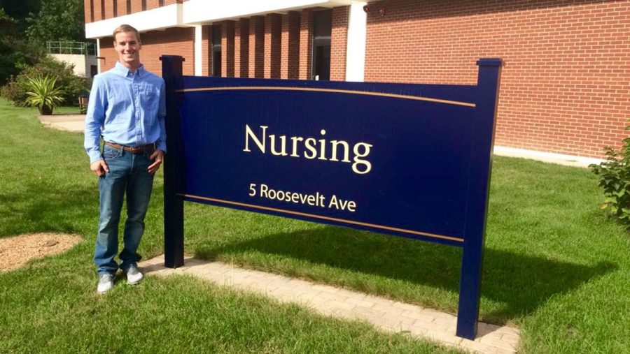 CALL THE NURSE: American Assembly of Men in Nursing Chapter President Jamison Young welcomes the new program to campus. The program offers support to male students interested in nursing.