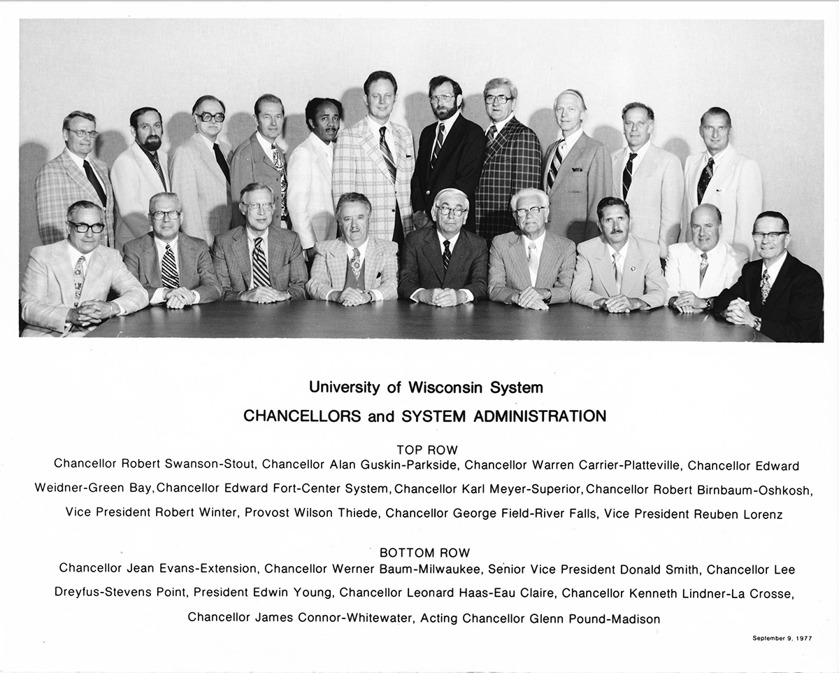 Shown here are the university’s 1977 administration.