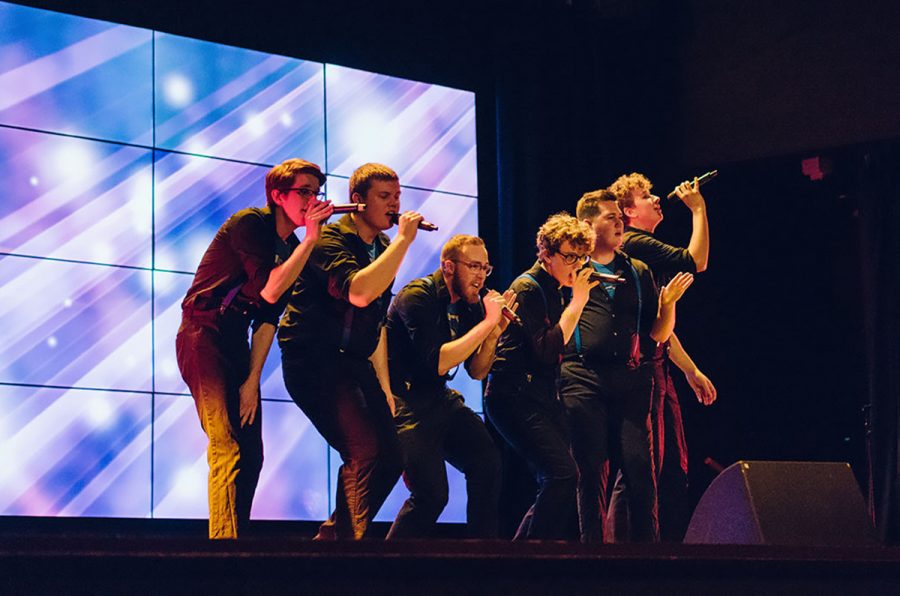 Fifth Element put on an energetic and humorous performance Friday night. From left to right: Matt Nyman, Collin Sorenson, Steven Witzeling, Lucas Jordan, Will Johnston and Ian Rucker.