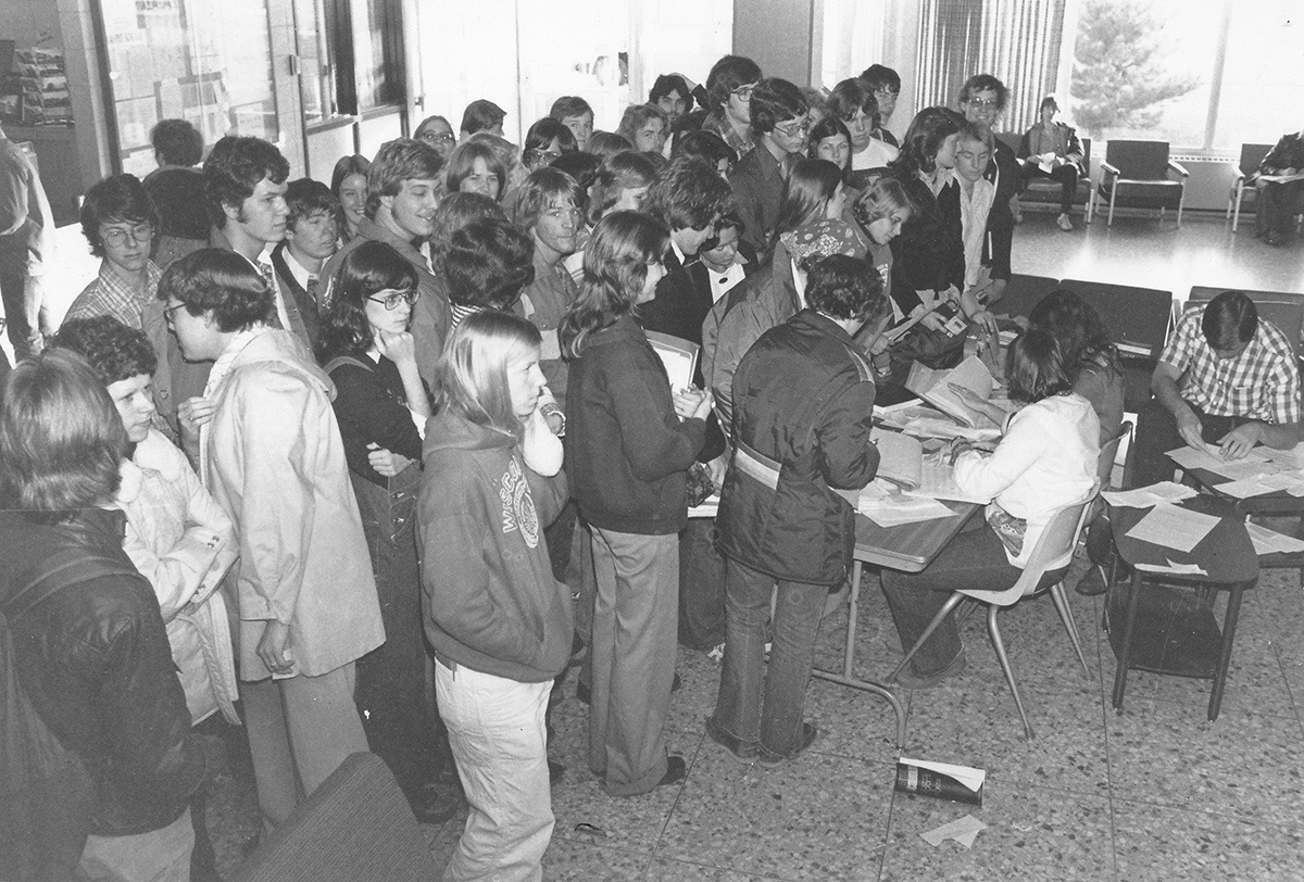 Students in 1976 could register to vote on election day in Davies Center just like they can today.