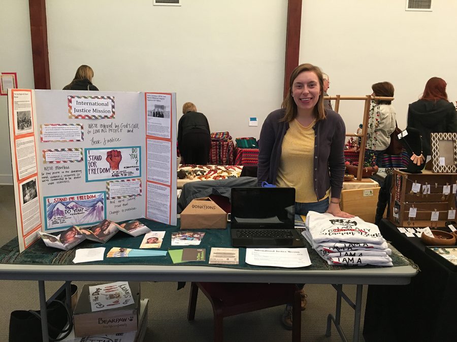 President of International Justice Mission Emily Lorentz spreads awareness of human trafficking locally and abroad Saturday afternoon at First Congregational Church. Lorentz sought to merge her passion for her organization with a local effort to support products at fair trade prices.