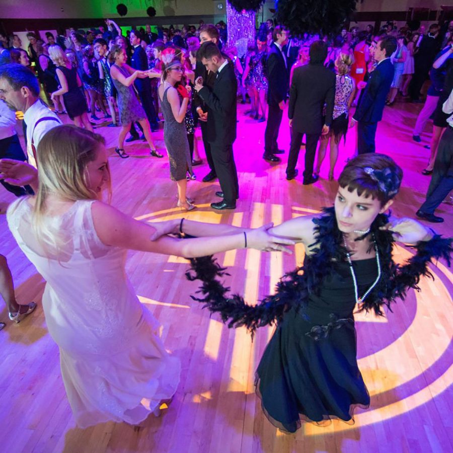 Attendees dressed in costume and danced to jazz-inspired music performed by UW-Eau Claire jazz ensembles.