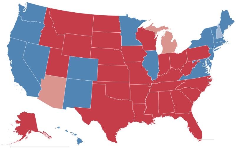 A map showing the final 2016 election results. In a surprising turn of events, presidential-elect Donald Trump dominated Secretary Hillary Clinton across the country, a result national polls have not predicted throughout the entirety of the election. (submitted)