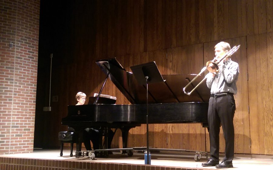 Phil Ostrander and Barbara Young performed together for Ostrander’s recital Sunday. Music faculty normally hold one recital per year.