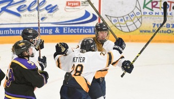 UW-Eau Claire’s women’s hockey team rejoices as they head into the WIA Championship after winning both games on Friday and Saturday against UW-Stevens Point. 