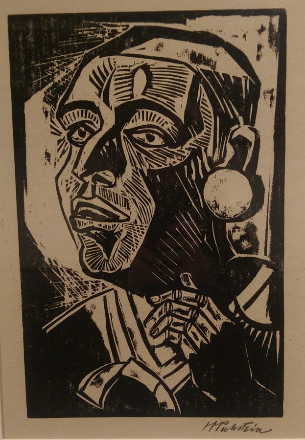 Max Pechstein’s “Portrait (Head with Large Earring) is part of La Vera Pohl’s Collection of German Expressionism works on show now in the Foster Gallery.