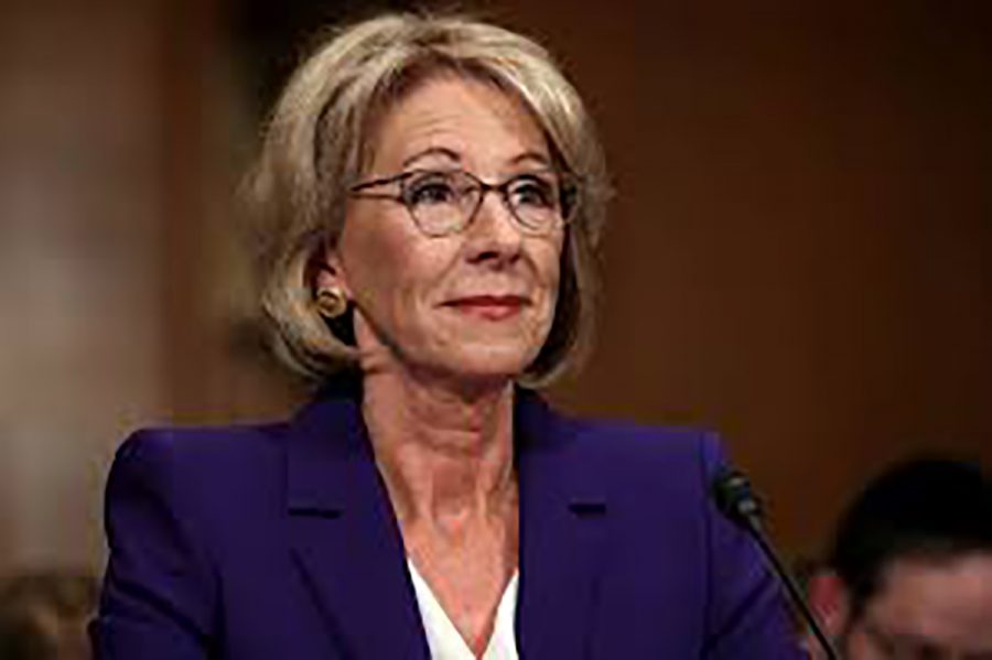 Betsy DeVos before the US Senate Committee on Health, Education and Labor Pensions during her hearing on Jan. 17.