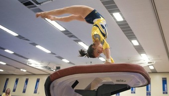 he Blugold women’s gymnastics team came close to victory, but was unable to pull through as Hamline took the title with a final score of 183-181 points. 