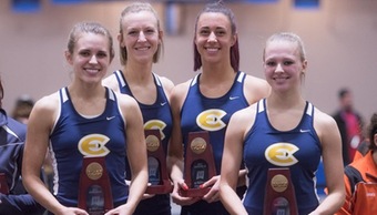 The women’s 400 meter relay (pictured) took 5th overall, earning All-American honors and a personal best time. 
