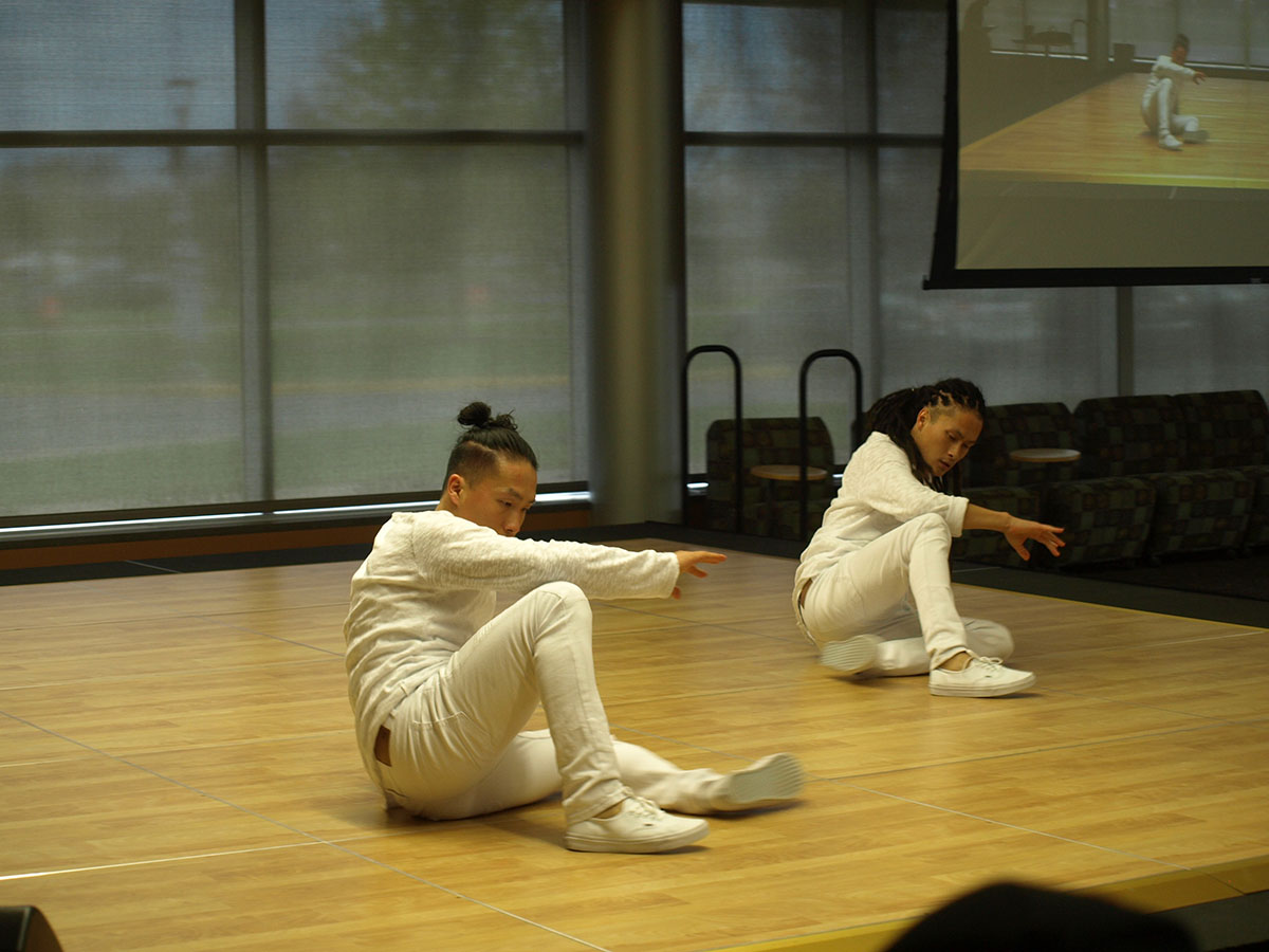 The+breakdancing+duo%2C+M-Pact+and+VillN+performed+and+spoke+at+CVTC+Saturday+evening.