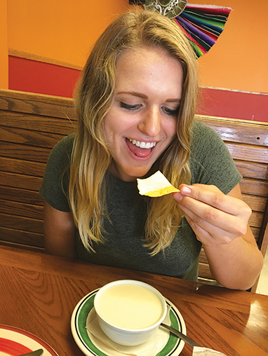 Taylor Reisdorf enjoys rating six different quesos; this particular queso is from Taqueria la Poblanita.