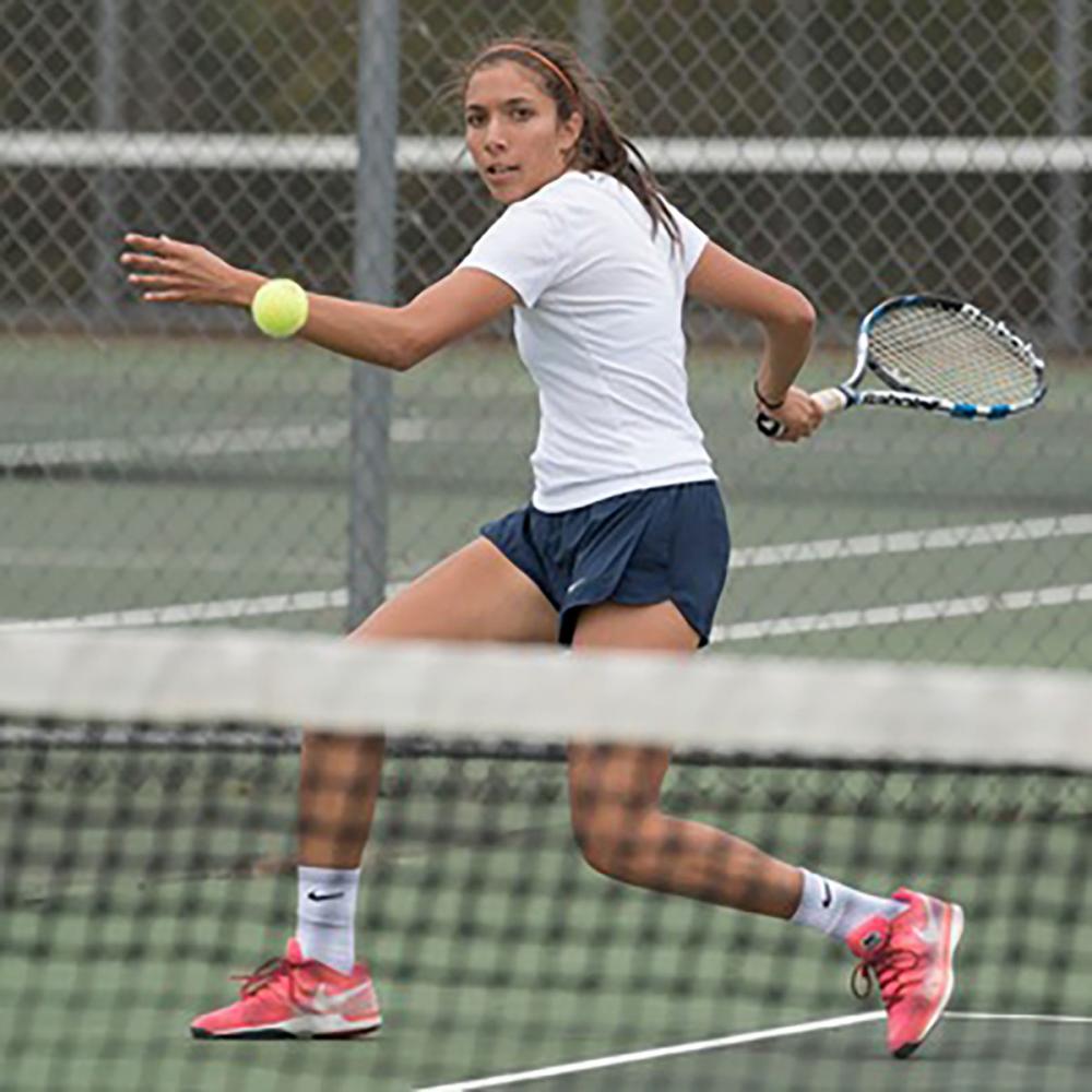 Only+a+sophomore%2C+Natalie+Wijesinghe+is+an+instrumental+component+on+the+UW-Eau+Claire+women%E2%80%99s+tennis+team.+This+weekend%2C+Wijesinghe+fought+her+way+into+two+semi-final+rounds+at+the+ITA+Regionals.+%0A