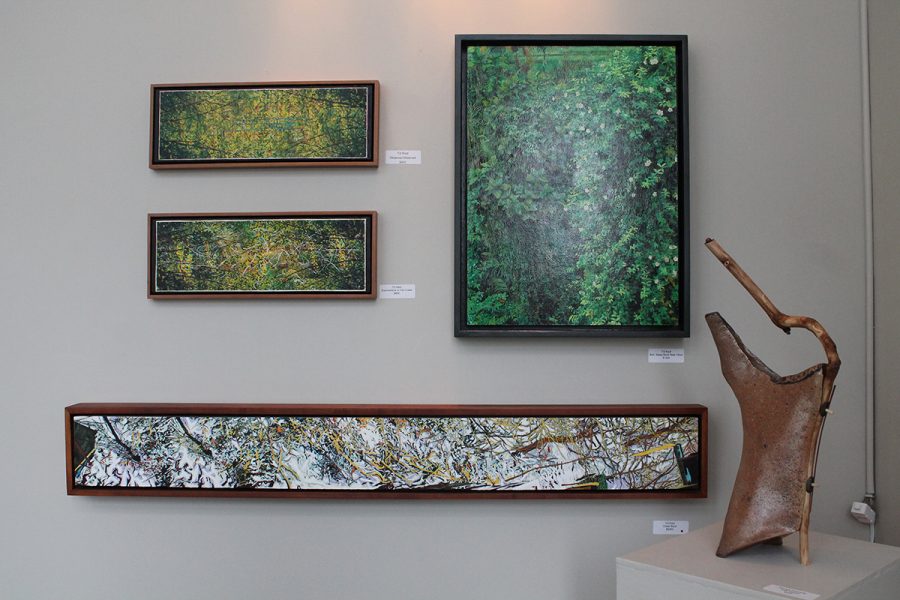 Multiple mediums are featured in 200 Main’s current exhibit, with paintings, sculptures, pottery and functional art. 