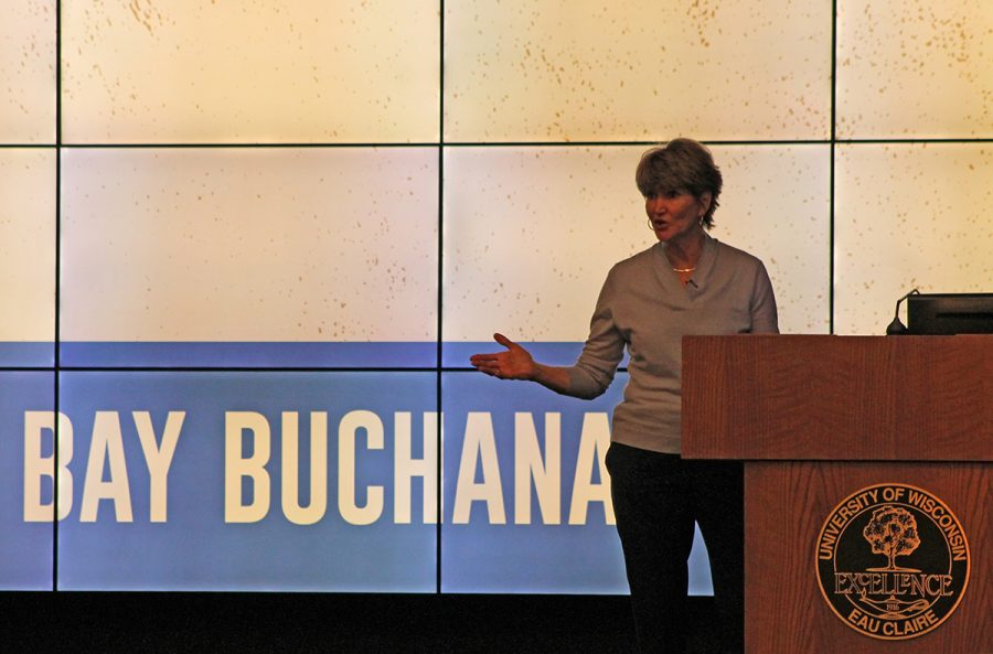 Students and community members gathered in Schofield Auditorium to hear Bay Buchanan’s talk on political issues that have gone unaddressed.