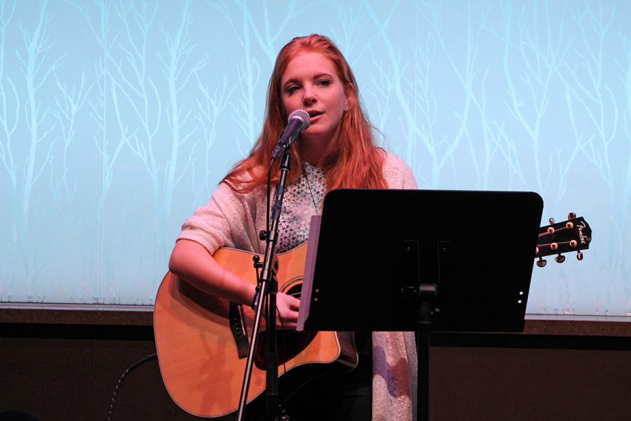 Student performer Abbie Sonstegard was the first of three musicians at the event. 