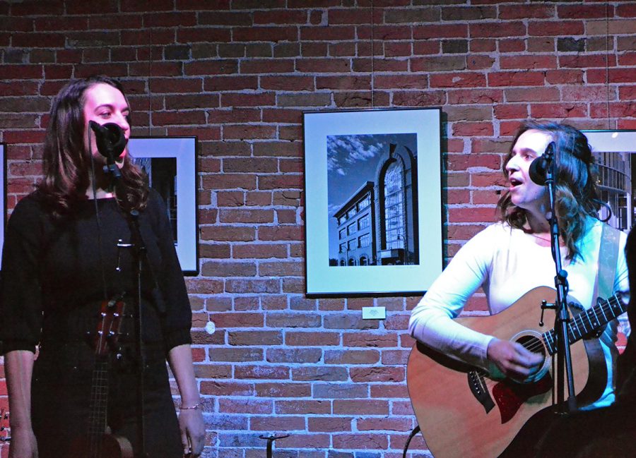 Cate Lucas (right) and Kelsey Nocek (left), performed with Sam Kienetz and Georgia Rae (not shown), at their bands album release at 7 p.m. on Friday night at The Local Store. 