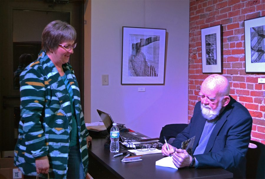 Former UW-Eau Claire professor Wil Denson signed books this past Friday night at Volume One.