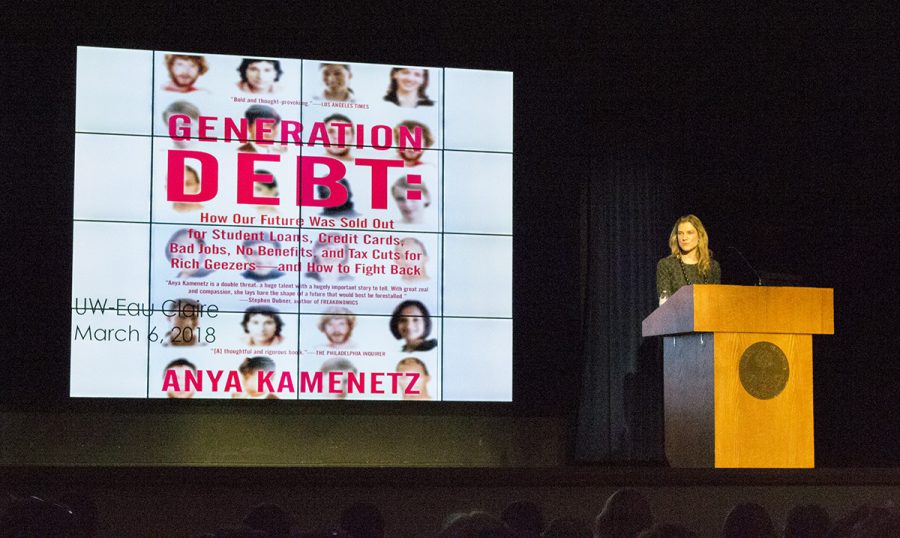 As part of UW-Eau Claire’s The Forum series, Anya Kamenetz spoke on Tuesday night. Kamenetz said there are three types of debt that comprise America’s deficit-reality: personal debt, national debt and eco-debt. 