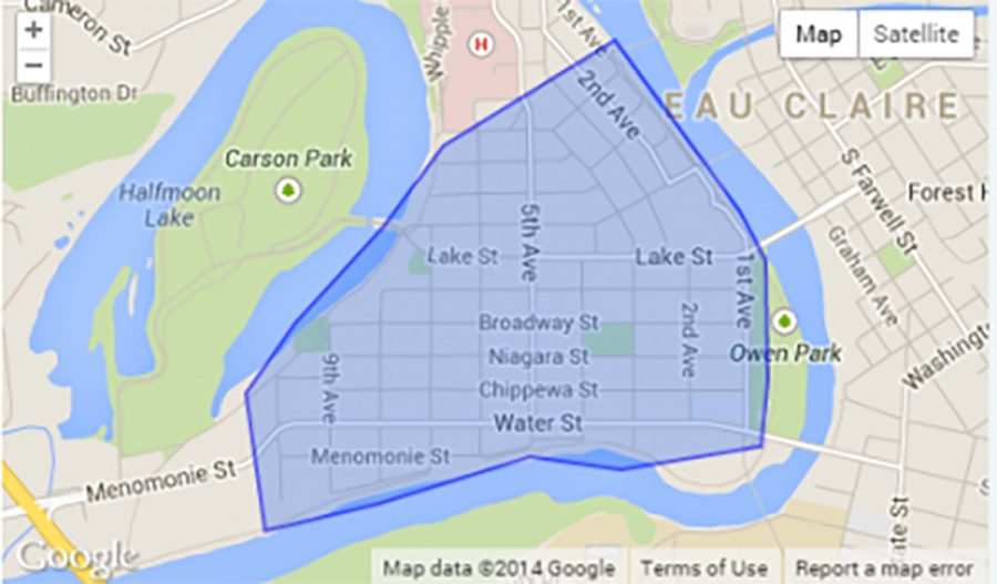 This map outlines the areas affected by the proposed ordinance changes. Voting occurs on March 13.