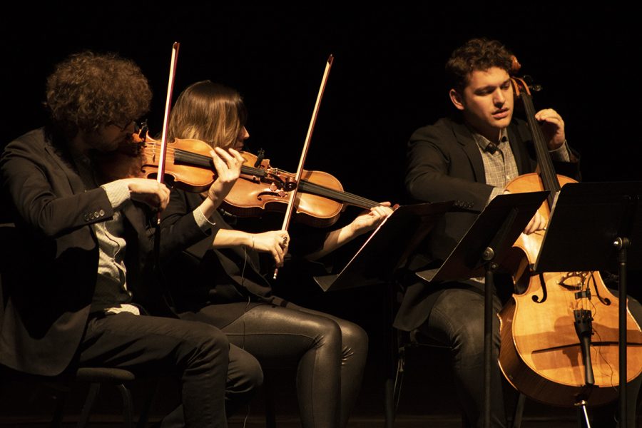 The ensemble musicians deliver a powerful performance on Sunday in Haas Fine Arts Center.