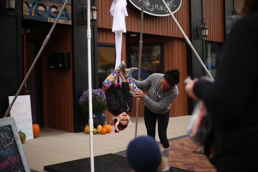 Sky Yoga was one of the many business booths lining Barstow Street at this years Fall Festival. 