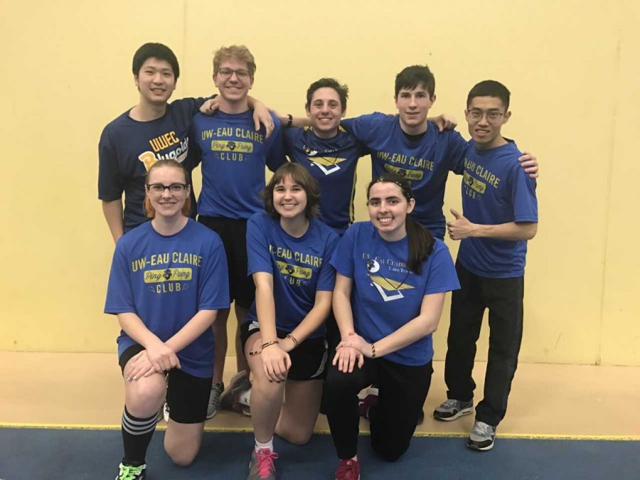 In this picture of last year’s Table Tennis Club, Taylor Luecke, the president of the club, is the furthest right in the first row, and Mel Rausch, the vice president of the club, is the second furthest right in the first row. 