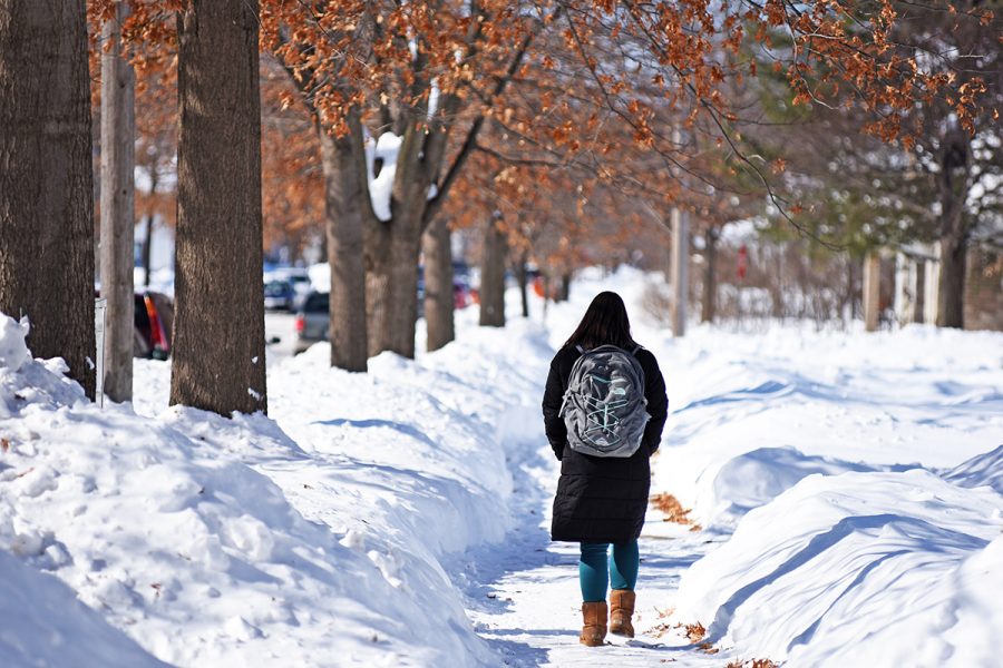 Eau Claire has been hit with record-setting amounts of snow so far this month, but the university has yet to cancel a full day of classes as a result.