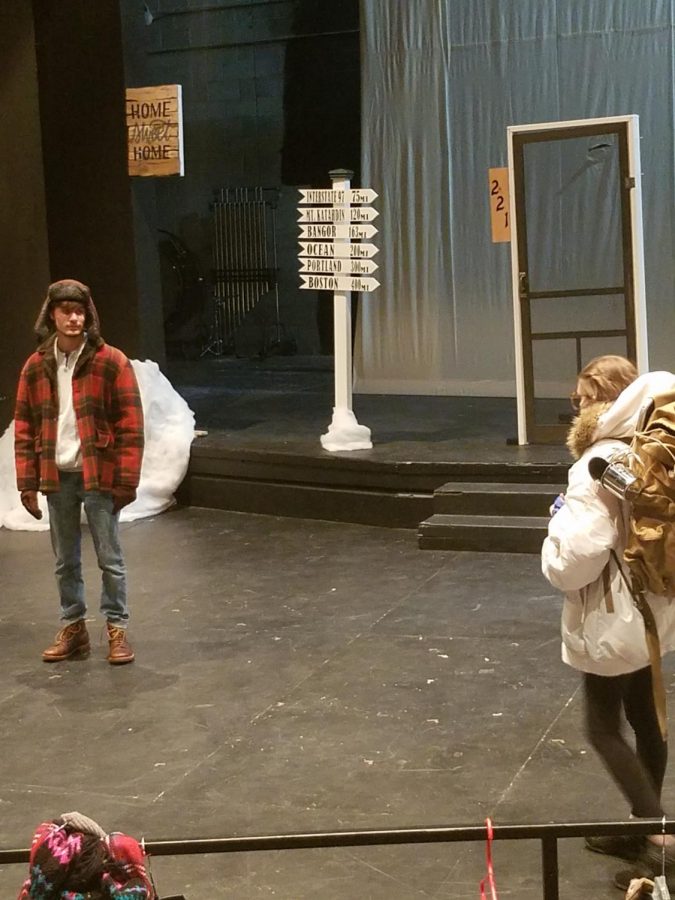 Actors rehearsing for this week’s performances of “Almost, Maine.”