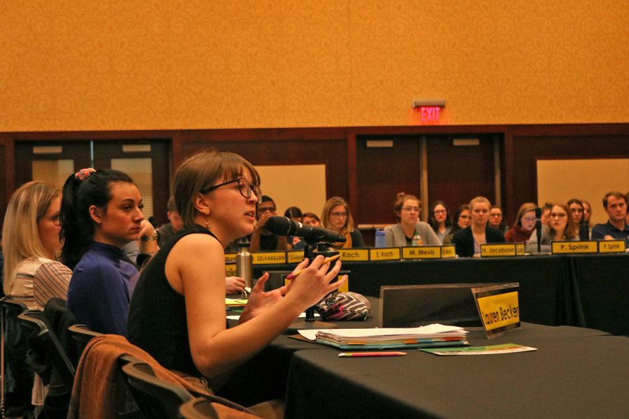 Senator Lauren Becker offers her thoughts after a presentation by City Council Member Kate Beaton.