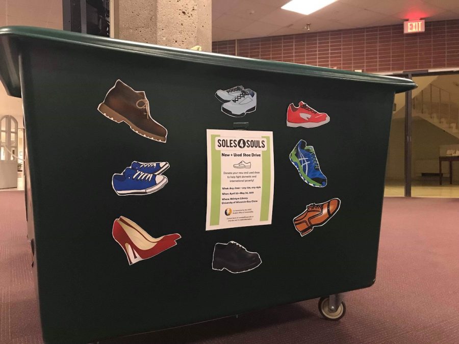 Unwanted shoes can be brought to the Soles4Souls donation bin in the McIntyre Library.