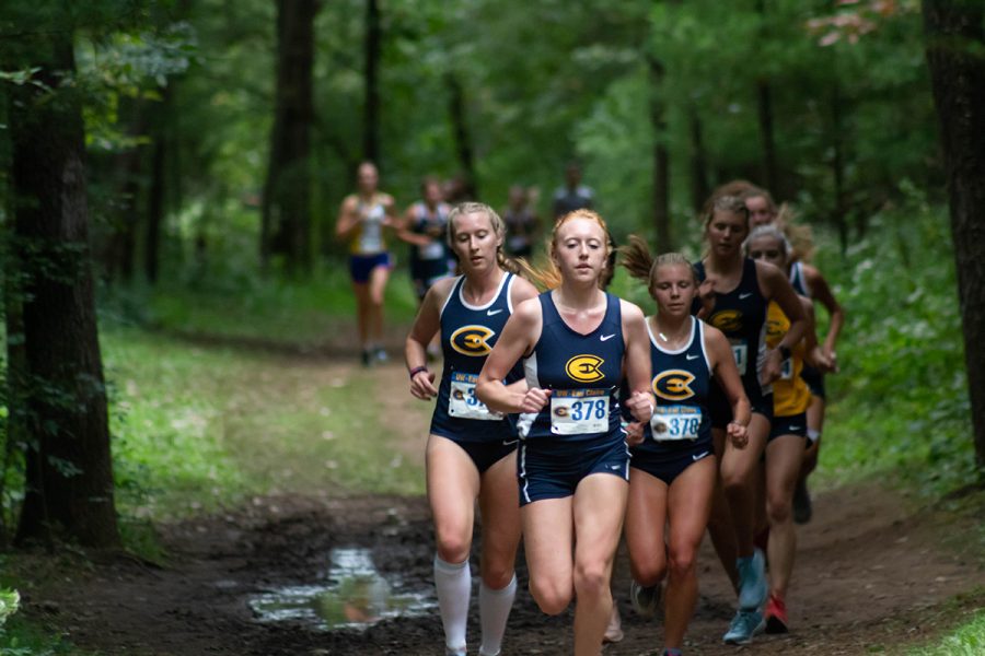 Runners avoided a large mud pit on the course.