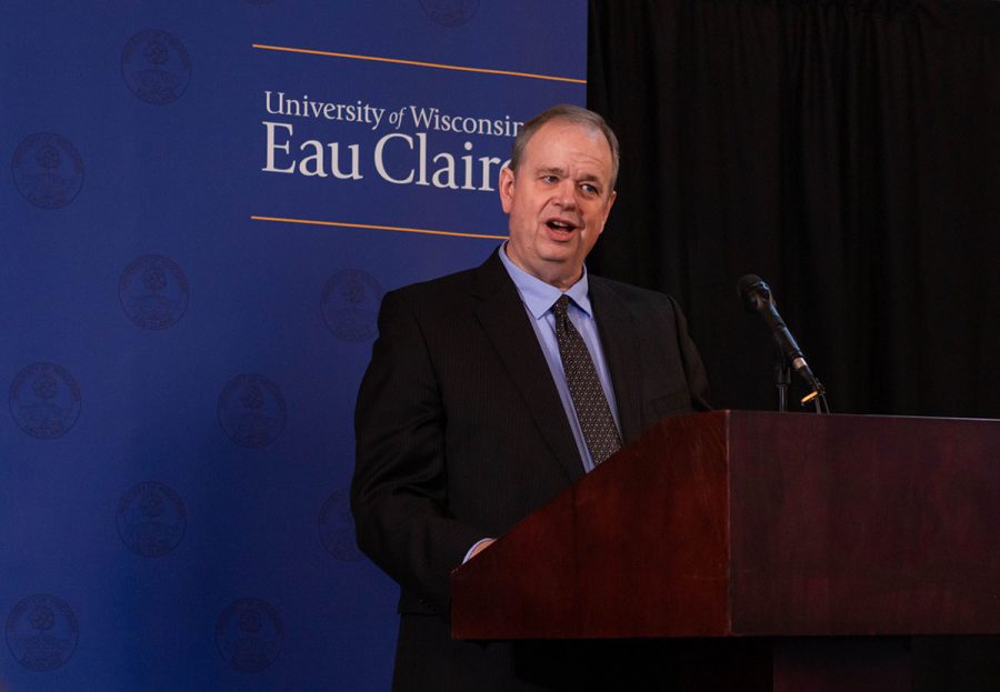 Chancellor James Schmidt held a press conference in the Alumni room of the Davies Student Center on Monday, Feb. 24.