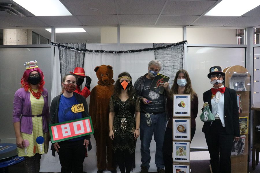 Students, and library faculty compete in the fourth annual library costume contest.