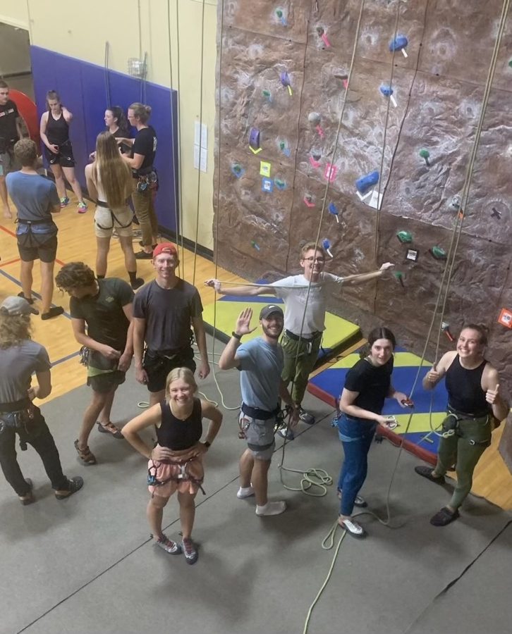  Members of Eau Climbers, UW-Eau Claire’s climbing club, at practice.